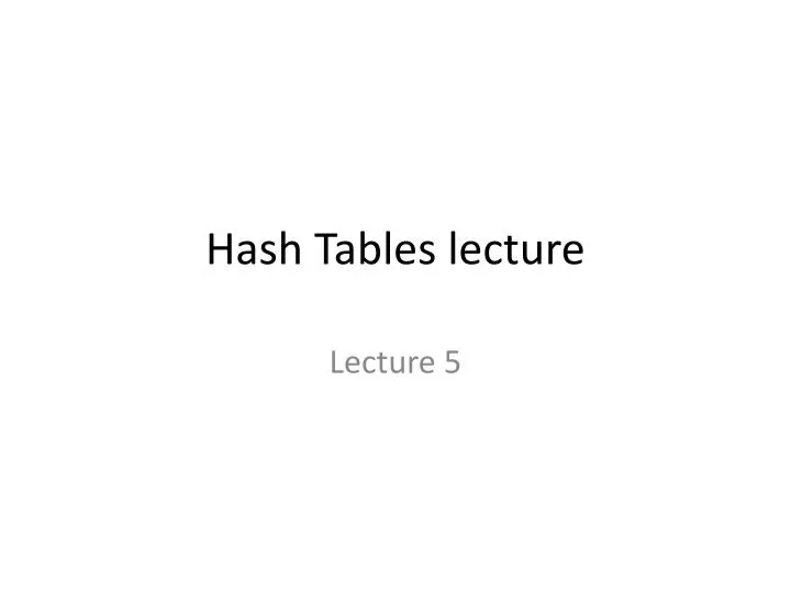 hash tables lecture