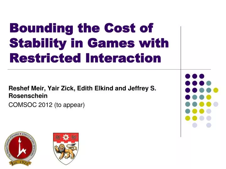 bounding the cost of stability in games with restricted interaction