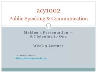 acy1002 Public Speaking &amp; Communication