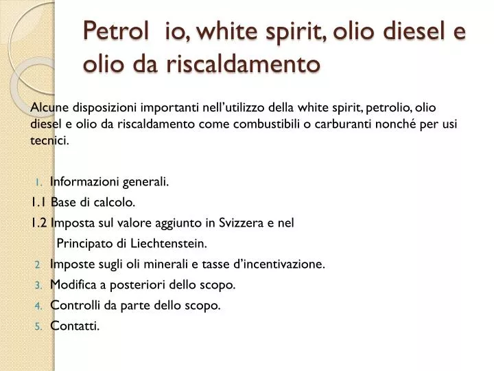 petrol io white spirit olio diesel e olio da riscaldamento