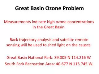 Great Basin Ozone Problem