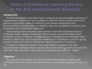 Terms of Reference: Learning Review of the AIM Fundamentals Workshop