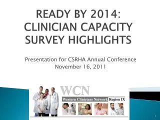 READY BY 2014: CLINICIAN CAPACITY SURVEY HIGHLIGHTS