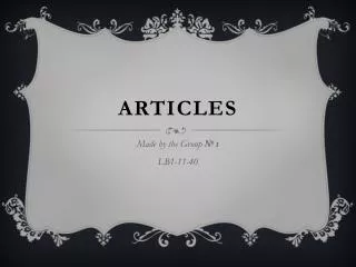 ARTICLES