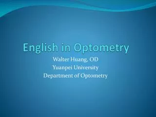 English in Optometry