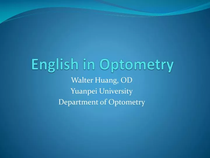 english in optometry
