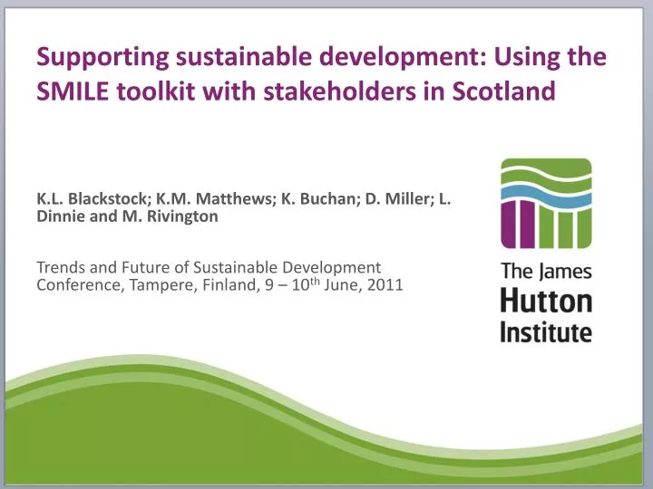 supporting sustainable development using the smile toolkit with stakeholders in scotland