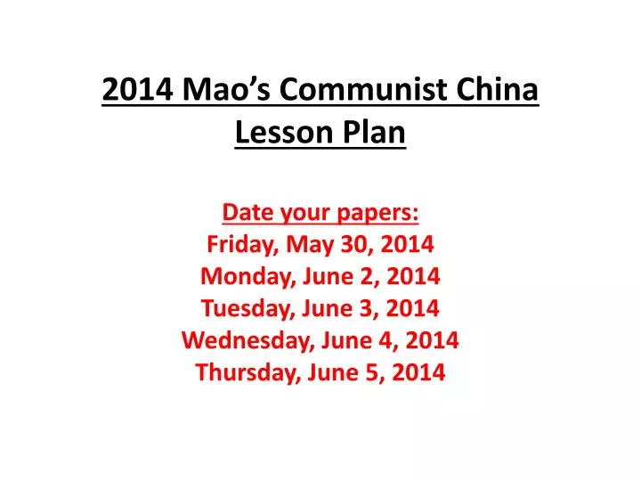 2014 mao s communist china lesson plan