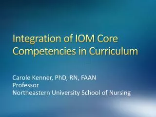 Integration of IOM Core Competencies in Curriculum