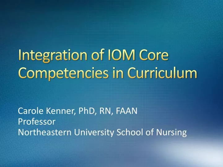 integration of iom core competencies in curriculum