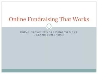 Online Fundraising That Works
