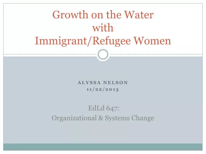growth on the water with immigrant refugee women