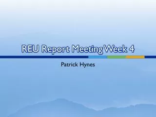 REU Report Meeting Week 4