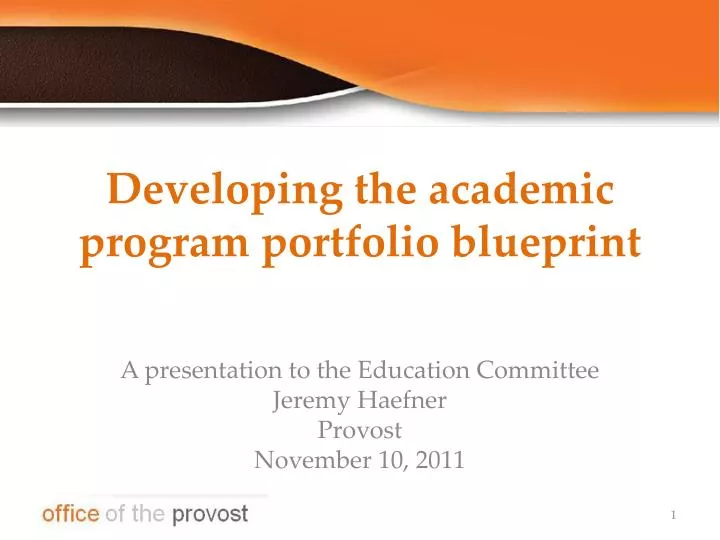 developing the academic program portfolio blueprint