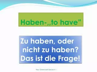 haben to have