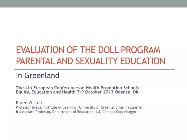 evaluation of the doll program parental and sexuality education