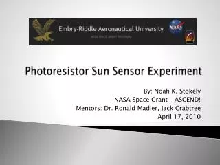 Photoresistor Sun Sensor Experiment