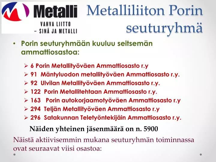 metalliliiton porin seuturyhm