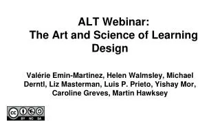 ALT Webinar: The Art and Science of Learning Design