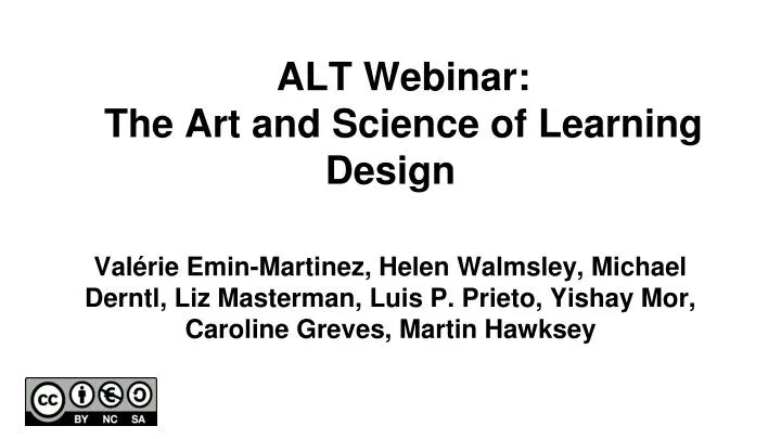 alt webinar the art and science of learning design