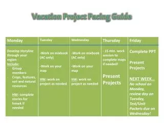 Vacation Project Pacing Guide