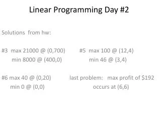 Linear Programming Day #2
