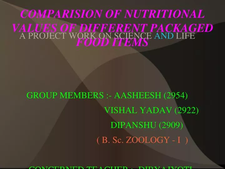 comparision of nutritional values of different packaged food items