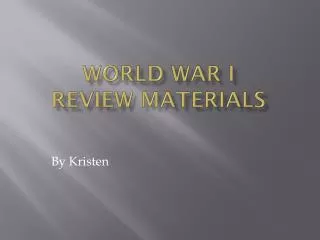 World War I Review Materials