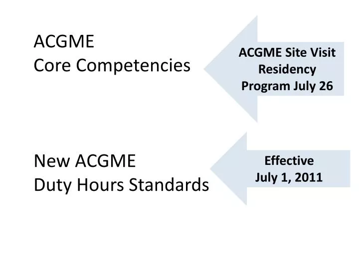 acgme core competencies new acgme duty hours standards