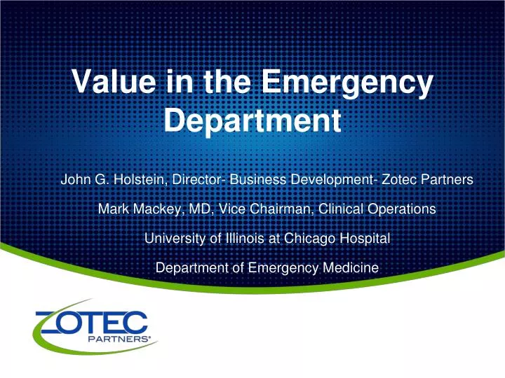 value in the emergency department