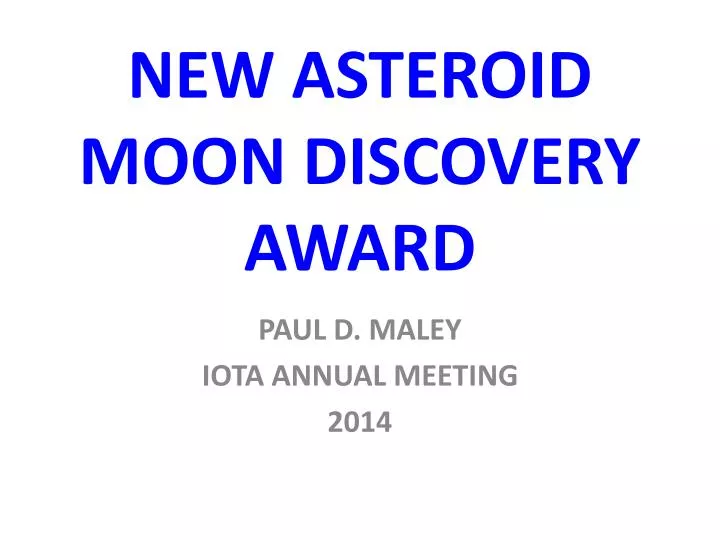 new asteroid moon discovery award