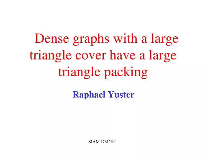 dense graphs with a large triangle cover have a large triangle packing