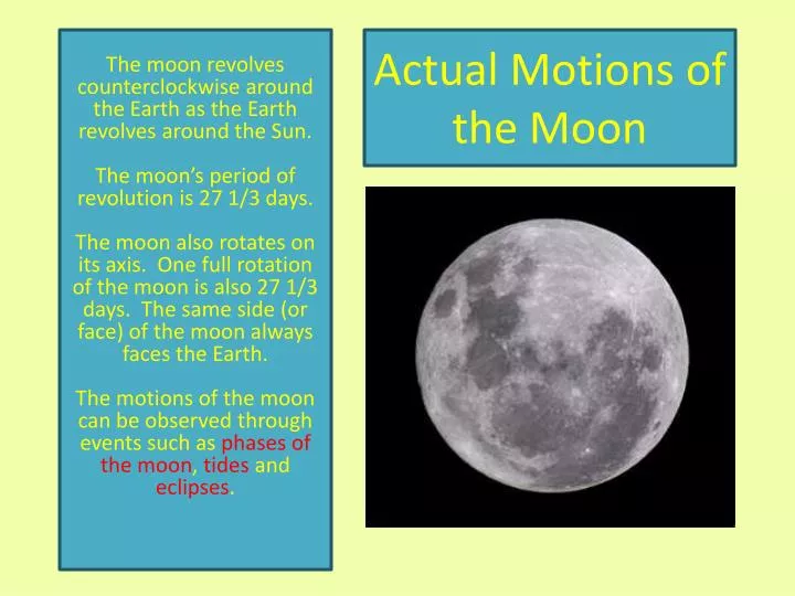 actual motions of the moon