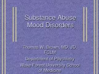 Substance Abuse Mood Disorders