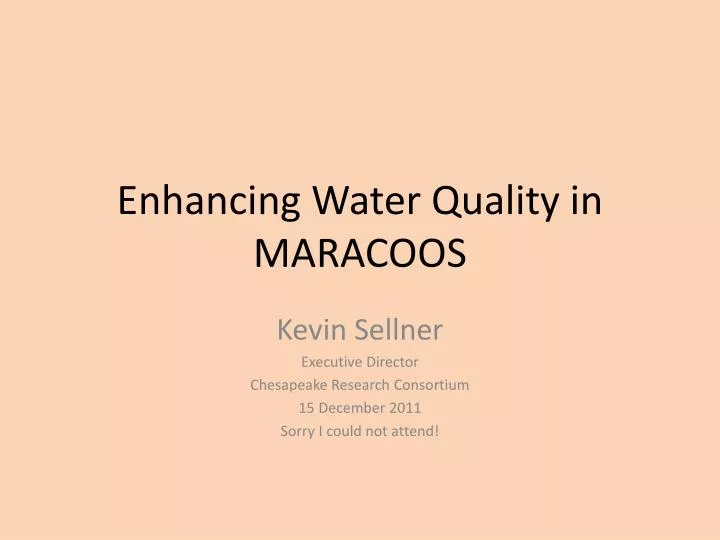 enhancing water quality in maracoos
