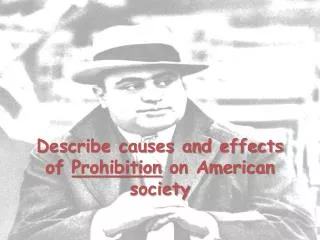 Describe causes and effects of Prohibition on American society