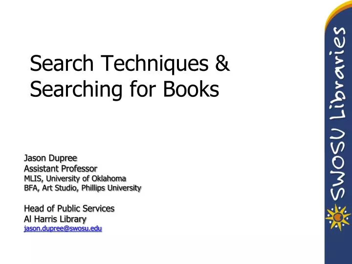 search techniques searching for books
