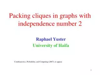 packing cliques in graphs with independence number 2