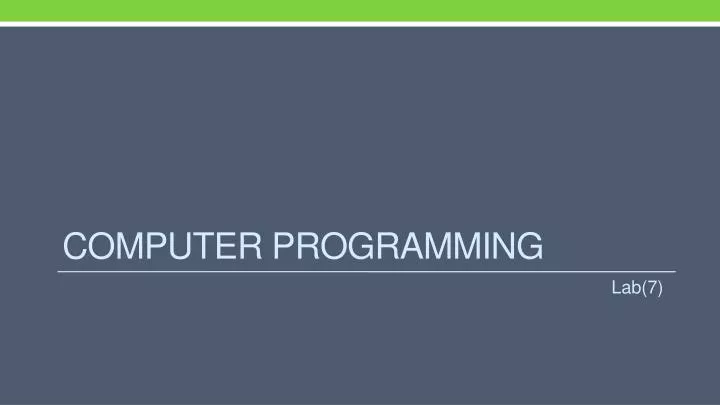 computer programming