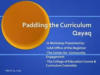 Paddling the Curriculum Qayaq