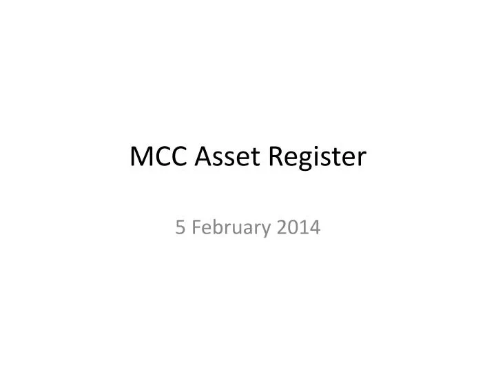 mcc asset register