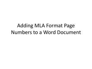Adding MLA Format Page Numbers to a Word Document