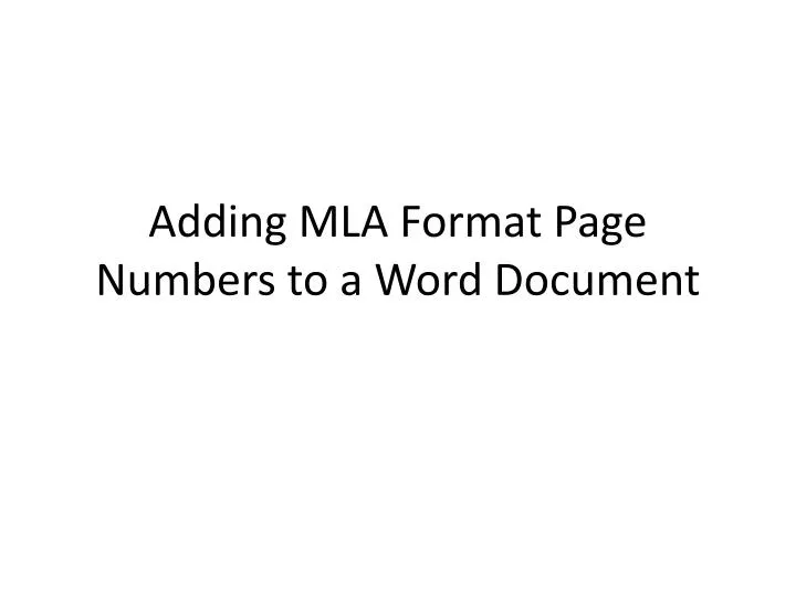 adding mla format page numbers to a word document