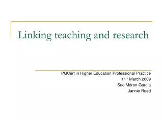 Linking teaching and research