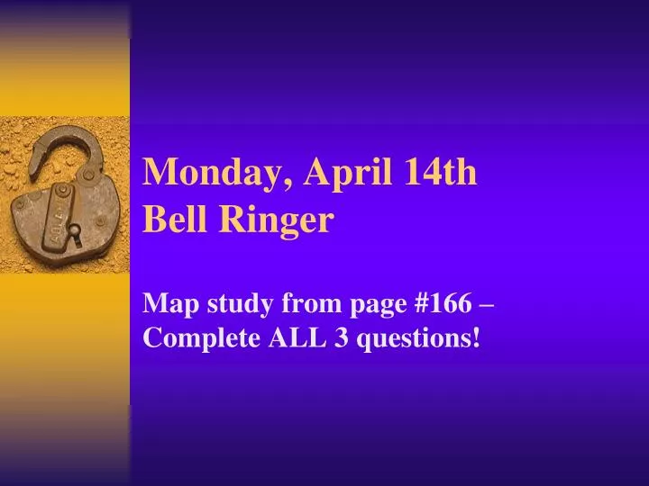 monday april 14th bell ringer