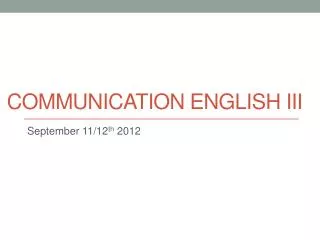 Communication English III