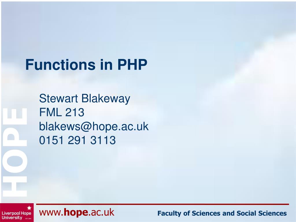 PPT - Functions in PHP PowerPoint Presentation, free download - ID:2672465