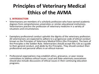 Principles of Veterinary Medical Ethics of the AVMA