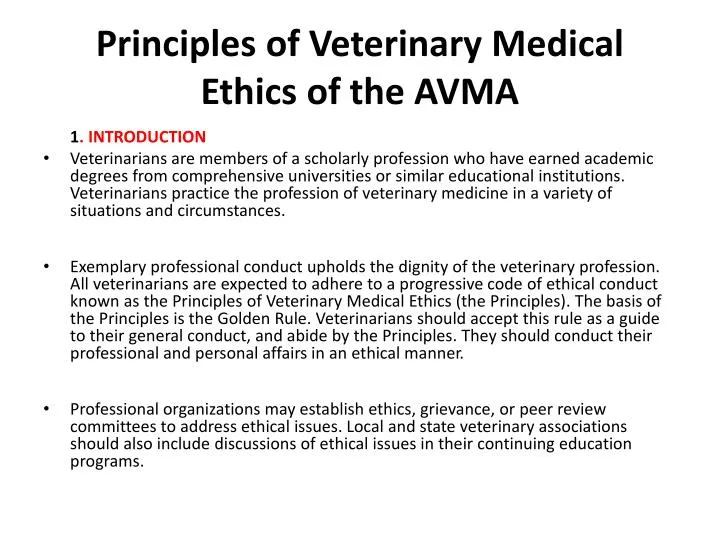 principles of veterinary medical ethics of the avma