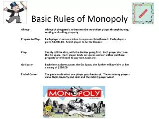 Basic Rules of Monopoly